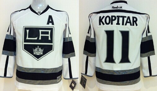 Los Angeles Kings #11 Anze Kopitar White Kids Jersey
