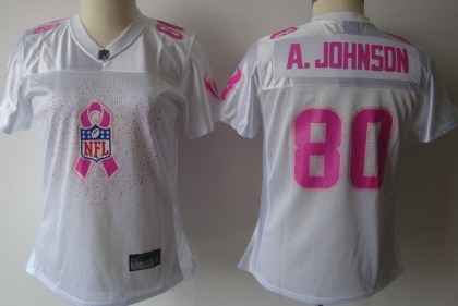 Houston Texans #80 Andre Johnson 2011 Breast Cancer Awareness White Womens Fashion Jersey