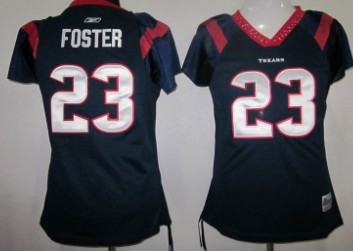 Houston Texans #23 Arian Foster Blue Womens Field Flirt Fashion Jersey