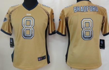 Nike St. Louis Rams #8 Sam Bradford Drift Fashion Gold Womens Jersey