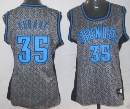 Oklahoma City Thunder #35 Kevin Durant Gray Static Fashion Womens Jersey