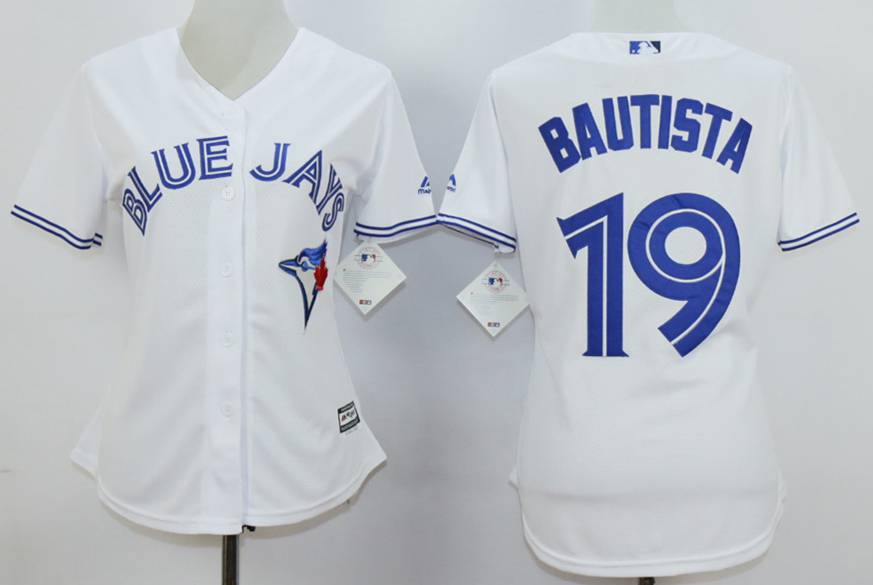 Women's Toronto Blue Jays #19 Jose Bautista White New Cool Base Women Jersey