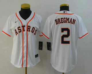 Women's Houston Astros #2 Alex Bregman White Stitched MLB Cool Base MLB Jersey