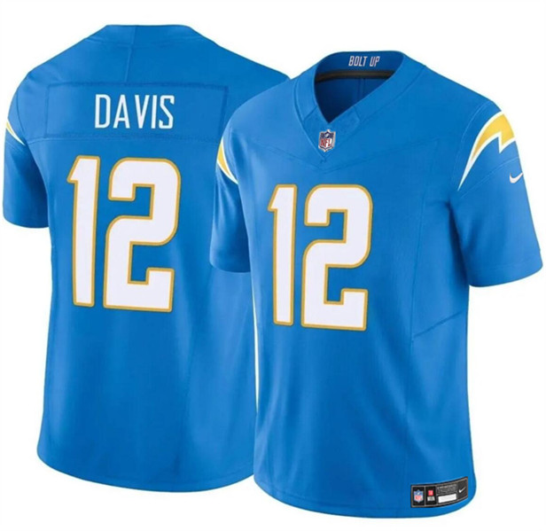 Men's Los Angeles Chargers #12 Derius Davis Blue 2024 F.U.S.E. Vapor Limited Football Stitched Jersey