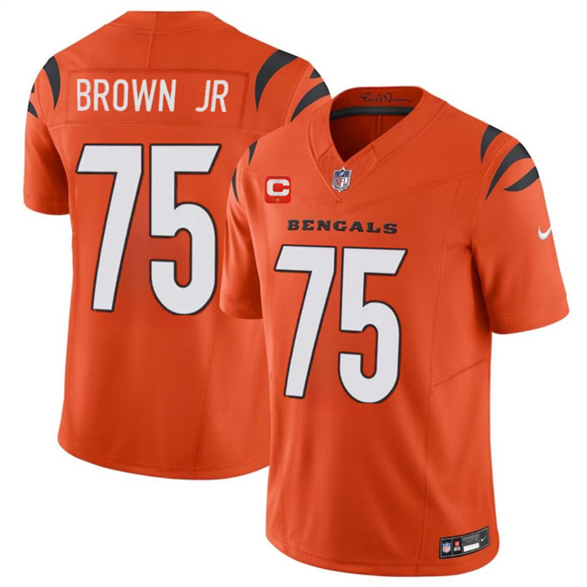 Men's Cincinnati Bengals #75 Orlando Brown Jr. Orange 2024 F.U.S.E With 1-star C Patch Vapor Untouchable Limited Football Stitched Jersey