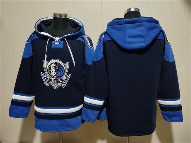 Men's Dallas Mavericks Navy Black Lace-Up Pullover Hoodie
