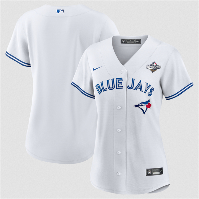 Women's Toronto Blue Jays Blank White 2025 World Series Home Cool Base Stitched Baseball Jersey(Run Small)