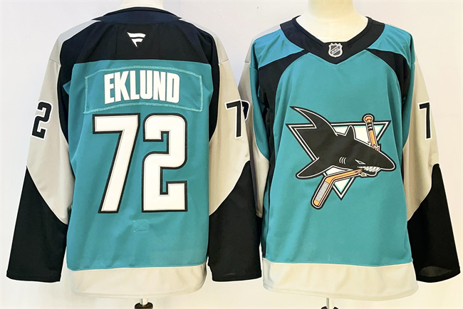 Men's San Jose Sharks #72 William Eklund Teal 2025 Alternate Stitched Hockey Jersey