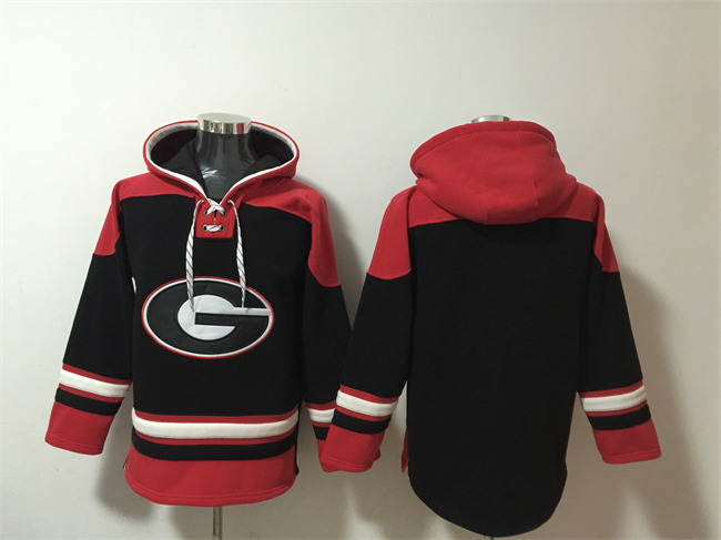 Men's Georgia Bulldogs Blank Black Ageless Must-Have Lace-Up Pullover Hoodie