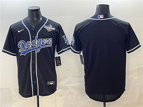 Men's Los Angeles Dodgers Blank Black Fashion 2025 World Series Cool Base Stitched Baseball Jersey