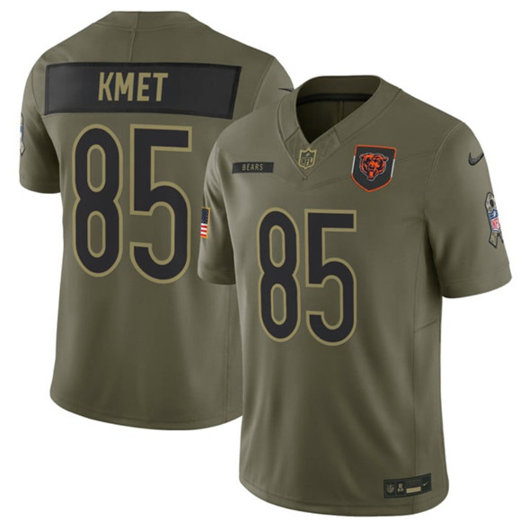 Men's Chicago Bears #85 Cole Kmet Olive 2025 Salute to Service Limited Football Stitched Jersey