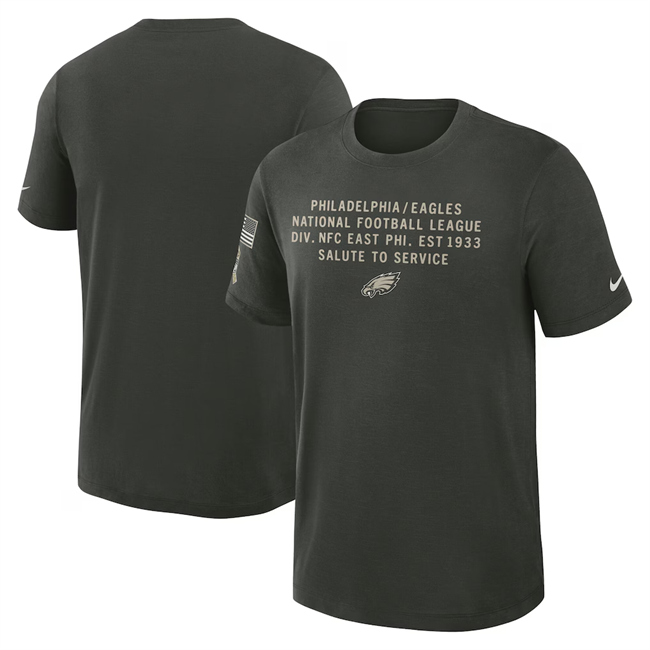 Men's Philadelphia Eagles Dark Green 2025 Salute to Service Sideline Slub Dri-FIT T-Shirt
