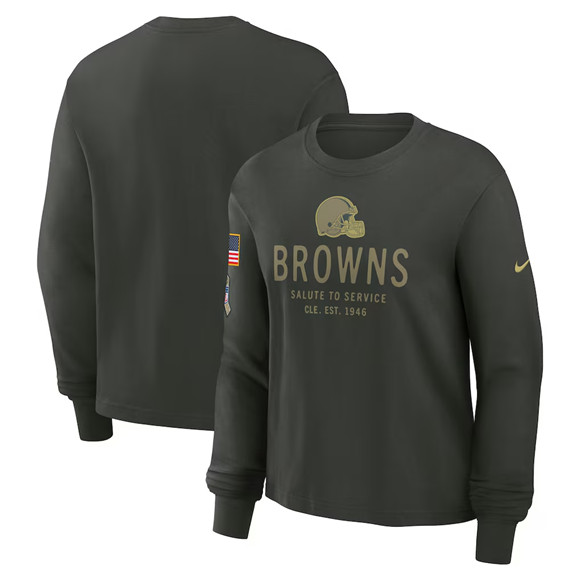 Men's Cleveland Browns Dark Green 2025 Salute to Service Sideline Dri-FIT Long Sleeve T-Shirt