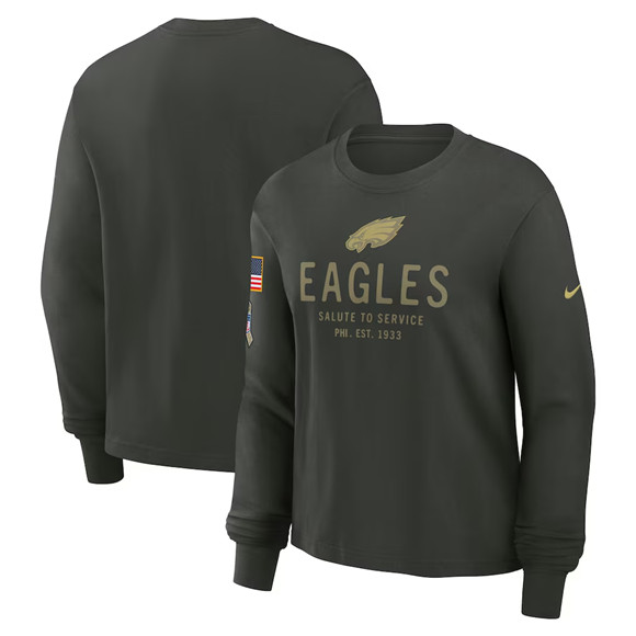 Men's Philadelphia Eagles Dark Green 2025 Salute to Service Sideline Dri-FIT Long Sleeve T-Shirt