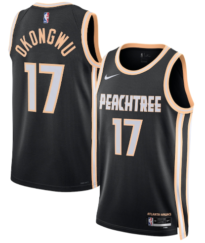 Men's Atlanta Hawks #17 Onyeka Okongwu Black 2025-26 City Edition Swingman Stitched Jersey