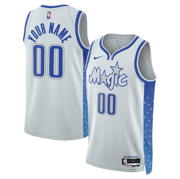 Men's Orlando Magic Active Player Custom Silver 2025-26 City Edition Stitched Basketball Jersey