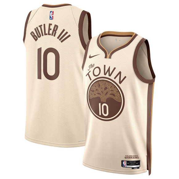 Men's Golden State Warriors #10 Jimmy Butler III Tan 2025-26 City Edition Stitched Basketball Jersey