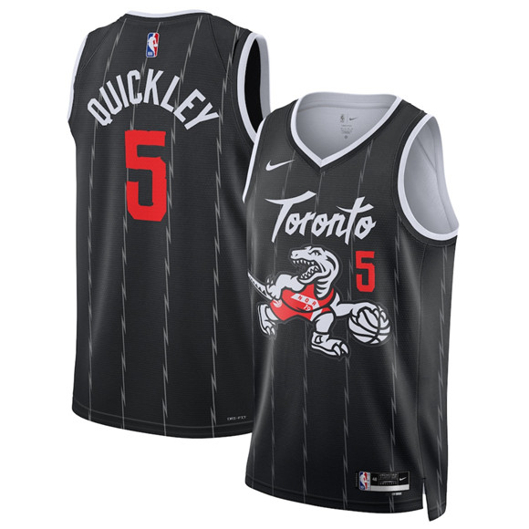 Men's Toronto Raptors #5 Immanuel Quickley Black 2025-26 City Edition Stitched Basketball Jersey