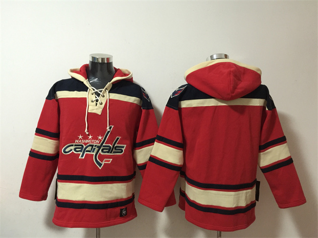 Men's Washington Capitals Blank Red Ageless Must-Have Lace-Up Pullover Hoodie
