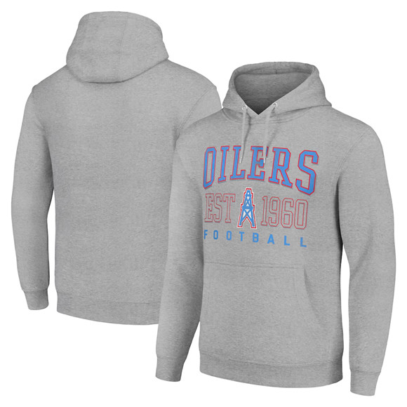 Men's Tennessee Titans Gray Throwback Logo Pullover Hoodie