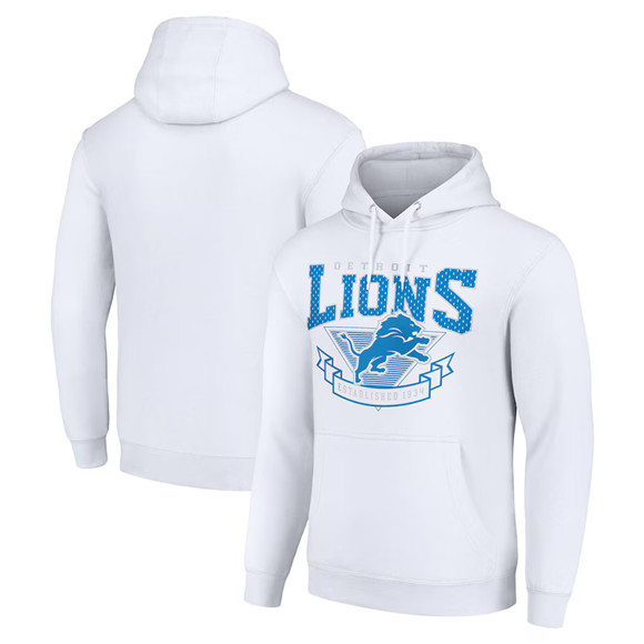 Men's Detroit Lions White Pullover Hoodie