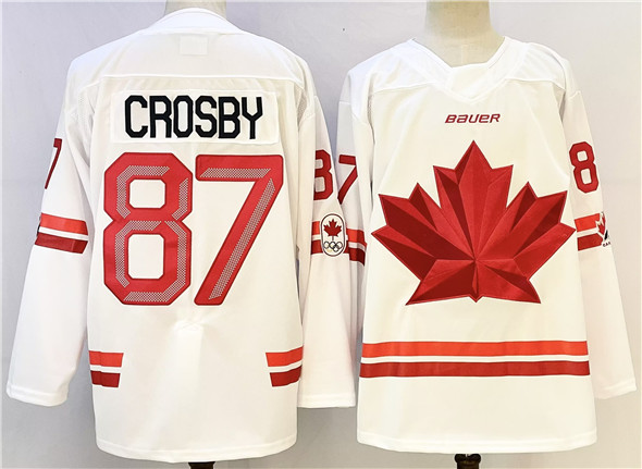 Men's Canada Hockey #87 Sidney Crosby White Stitched Jersey