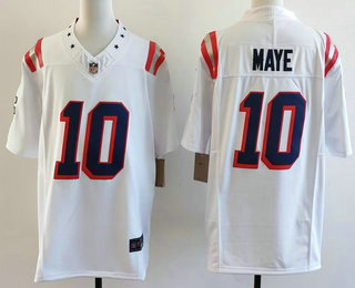 Men's New England Patriots #10 Drake Maye Limited White Fashion FUSE Vapor Jersey