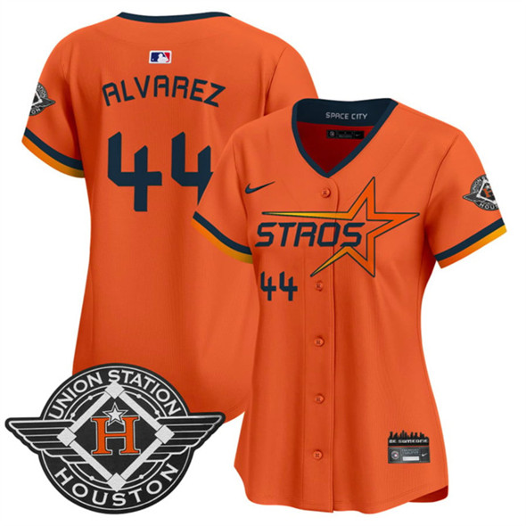 Women's Houston Astros #44 Yordan Alvarez Orange 2025 City Connect Limited Stitched Baseball Jersey(Run Small)