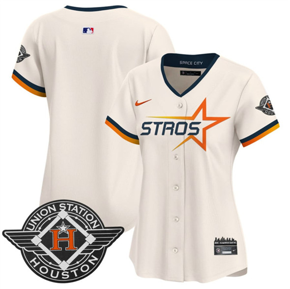 Women's Houston Astros Blank Cream 2025 City Connect Limited Stitched Baseball Jersey(Run Small)