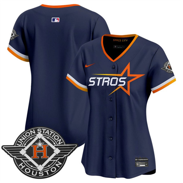 Women's Houston Astros Blank Navy 2025 City Connect Limited Stitched Baseball Jersey(Run Small)