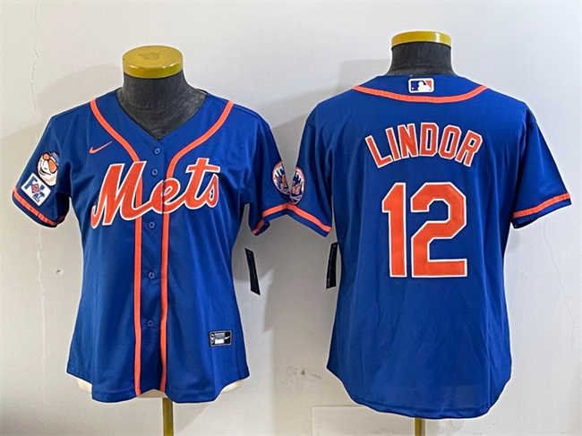 Women's New York Mets #12 Francisco Lindor Royal 2025 Spring Training Cool Base Stitched Baseball Jersey(Run Small)