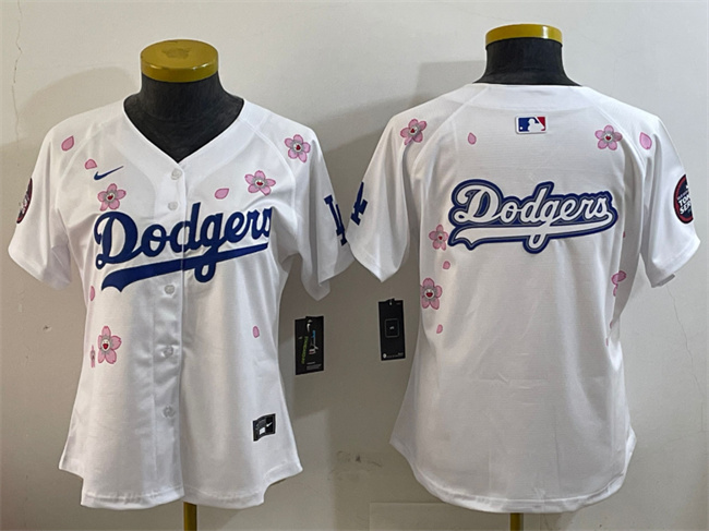 Women's Los Angeles Dodgers Team Big Logo White 2025 Tokyo Series Limited Stitched Baseball Jersey(Run Small)