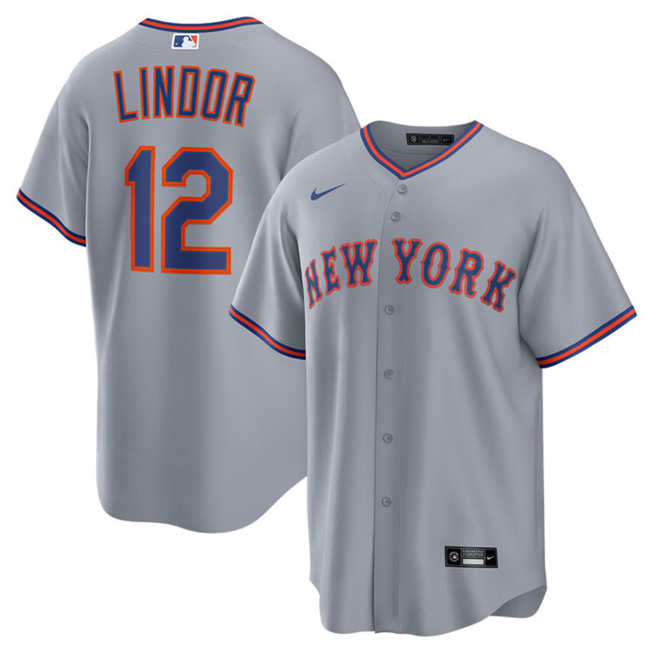Men's New York Mets #12 Francisco Lindor Gray 2025 Limited Stitched Baseball Jersey