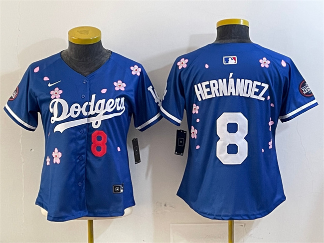 Women's Los Angeles Dodgers #8 Enrique Hernández Royal 2025 Tokyo Series Limited Stitched Baseball Jersey(Run Small)