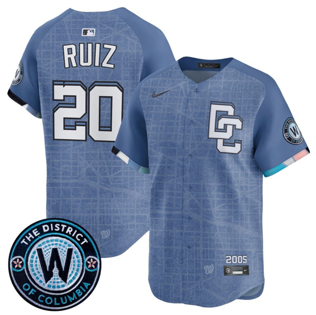 Men's Washington Nationals #20 Keibert Ruiz Blue 2025 City Connect Limited Stitched Baseball Jersey