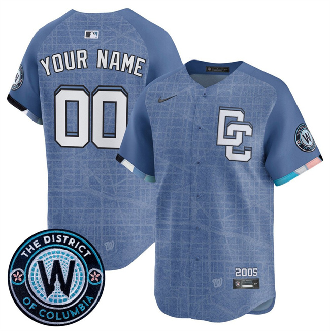 Men's Washington Nationals ACTIVE PLAYER Custom Blue 2025 City Connect Limited Stitched Baseball Jersey