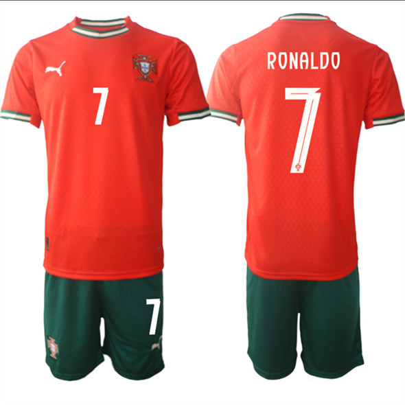 Men's Portugal Team #7 Ronaldo 2025 Red Home Soccer Jersey Suit