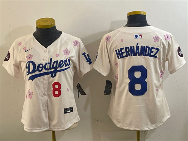 Women's Los Angeles Dodgers #8 Enrique Hernández Cream 2025 Tokyo Series Limited Stitched Baseball Jersey(Run Small)