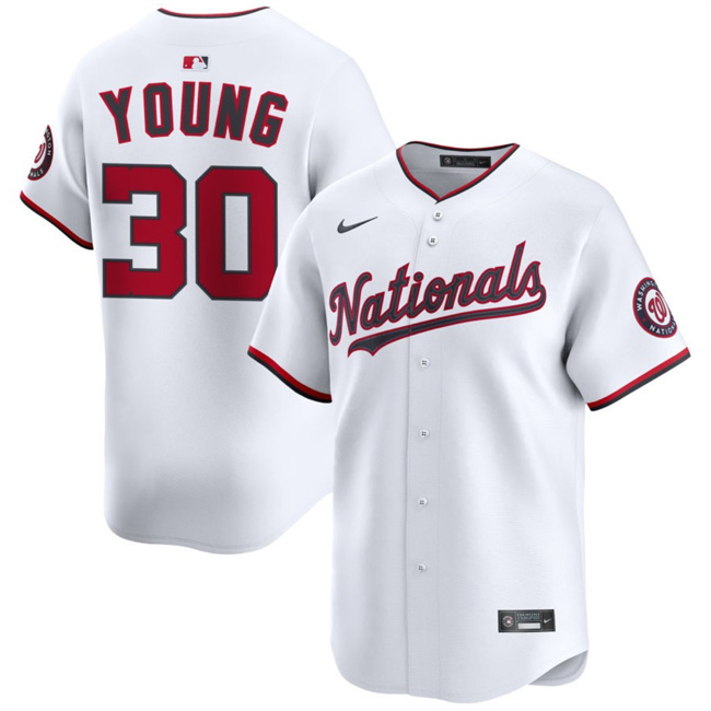 Men's Washington Nationals #30 Jacob Young White 2025 Home Limited Stitched Baseball Jersey