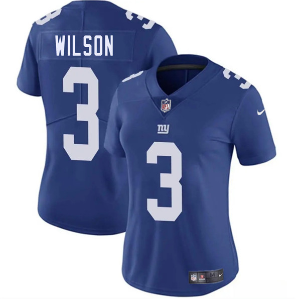 Women's New York Giants #3 Russell Wilson Blue 2025 Vapor Untouchable Limited Stitched Jersey(Run Small)