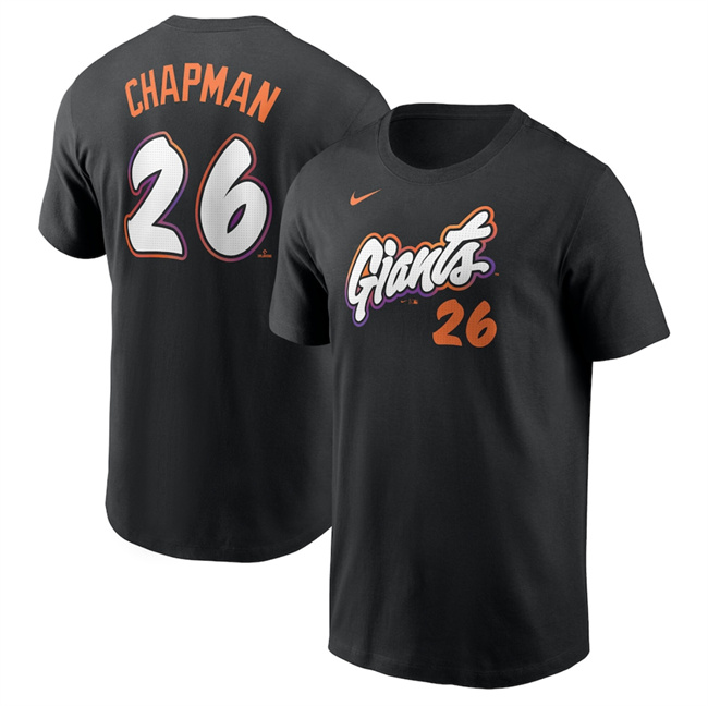 Men's San Francisco Giants #26 Matt Chapman Anthracite 2025 City Connect Fuse Name & Number T-Shirt