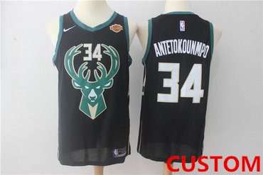 Men's Milwaukee Bucks #Custom  Black 2017-2018 Nike Swingman Stitched NBA Jersey