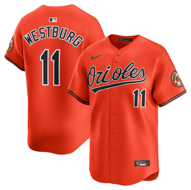 Men's Baltimore Orioles #11 Jordan Westburg Orange 2025 2nd Alternate Limited Cool Base Stitched Baseball Jersey