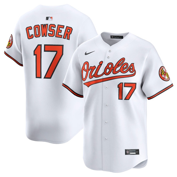 Men's Baltimore Orioles #17 Colton Cowser White 2025 Home Limited Stitched Baseball Jersey