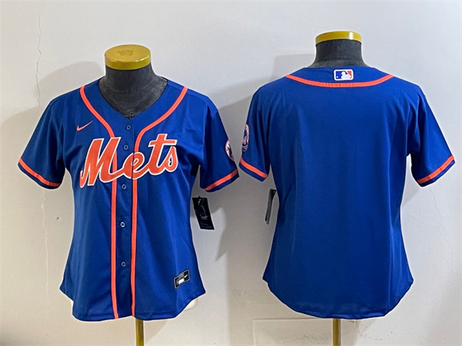 Women's New York Mets Blank Royal Cool Base Stitched Baseball Jersey(Run Small)