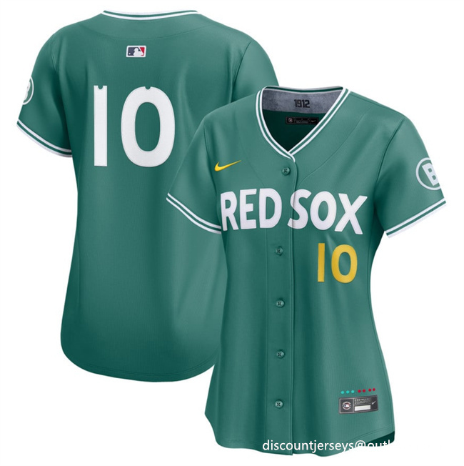 Women's Boston Red Sox #10 Trevor Story Green 2025 City Connect Limited Stitched Baseball Jersey(Run Small)