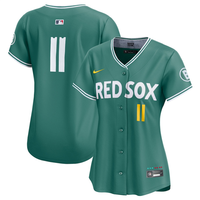 Women's Boston Red Sox #11 Rafael Devers Green 2025 City Connect Limited Stitched Baseball Jersey(Run Small)
