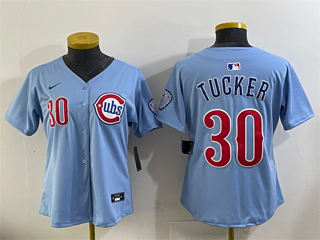 Women's Chicago Cubs #30 Kyle Tucker Blue 2024 25 2nd Alternatemited Stitched Baseball Jersey(Run Small)