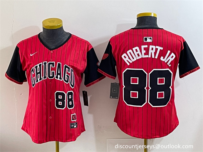Women's Chicago White Sox #88 Luis Robert Jr. Red Black 2025 City Connect Limited Stitched Baseball Jersey(Run Small)