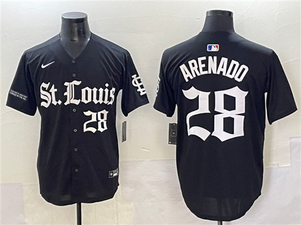 Men's St. Louis Cardinals #28 Nolan Arenado Black 'Gothic Legacy Edition' Vapor Premier Limited Stitched Baseball Jersey